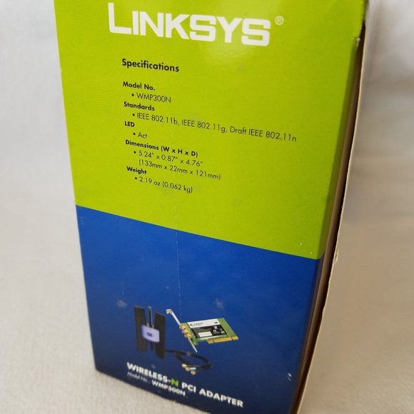 LINKSYS CISCO WIRELESS-N PCI ADAPTER MODEL WMP300N RANGE MARK 4X/SPEED MARK 12X - Picture 3 of 5